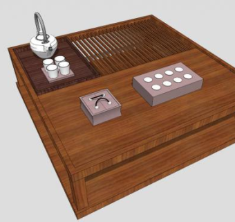 新中式创意茶几SU模型下载_sketchup草图大师SKP模型