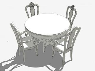 欧式<em>圆形餐桌椅</em>SU模型下载_sketchup草图大师SKP模型