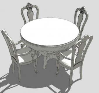 欧式圆形餐桌椅SU模型下载_sketchup草图大师SKP模型
