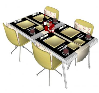 西餐餐桌椅家具SU模型下载_sketchup草图大师SKP模型