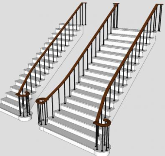 直楼梯SU模型下载_sketchup草图大师SKP模型