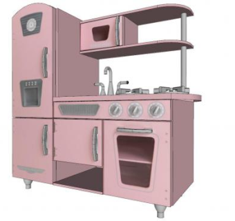 粉色迷你小橱柜SU模型下载_sketchup草图大师SKP模型