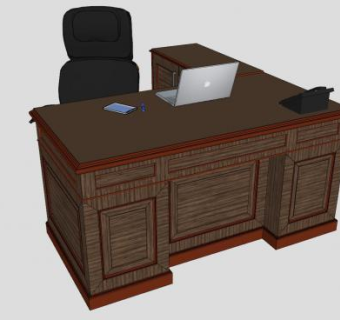 老板办公桌和苹果电脑SU模型下载_sketchup草图大师SKP模型