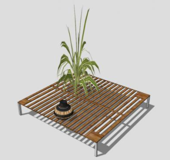 中式现代木质创意茶几SU模型下载_sketchup草图大师SKP模型