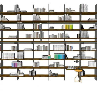 带爬梯的书架SU模型下载_sketchup草图大师SKP模型