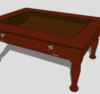 中式古典实木茶几SU模型下载_sketchup草图大师SKP模型