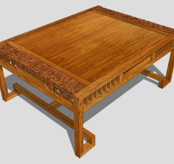 新中式创意实木茶几SU模型下载_sketchup草图大师SKP模型