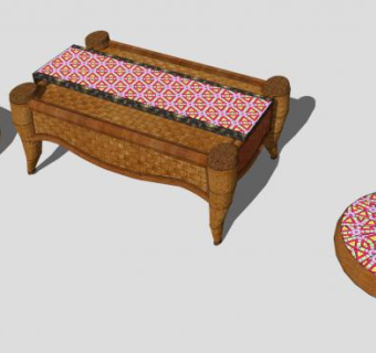 中式风格古典简易茶几SU模型下载_sketchup草图大师SKP模型