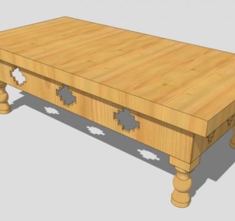 新中式风格创意实木茶几SU模型下载_sketchup草图大师SKP模型