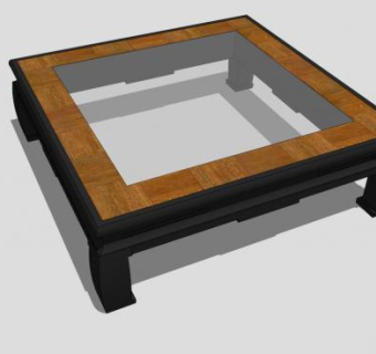 现代中式风格创意实木茶几SU模型下载_sketchup草图大师SKP模型