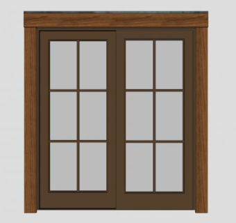 木质玻璃移门推门SU模型下载_sketchup草图大师SKP模型