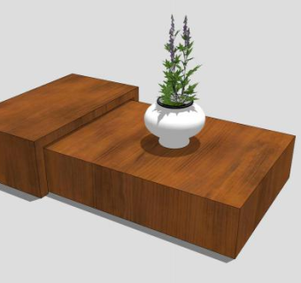 中式创意简易实木茶几SU模型下载_sketchup草图大师SKP模型