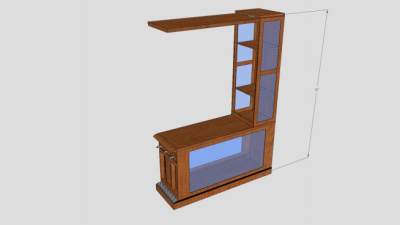 酒柜连体吧台SU模型下载_sketchup草图大师SKP模型