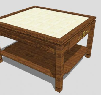 现代中式简约实木茶几SU模型下载_sketchup草图大师SKP模型