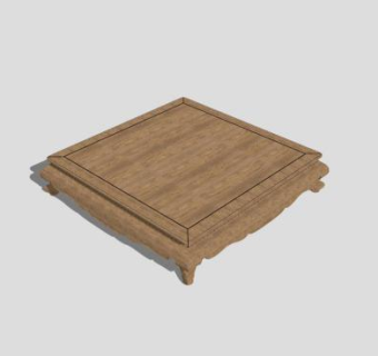 新中式简约实木茶几SU模型下载_sketchup草图大师SKP模型