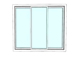 三窗口玻璃窗窗户SU模型下载_sketchup草图大师SKP模型