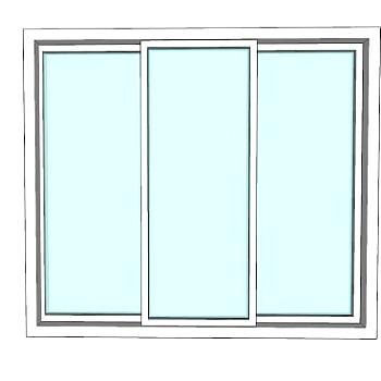 三窗口玻璃窗窗户SU模型下载_sketchup草图大师SKP模型