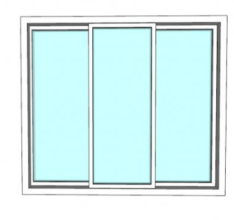 三窗口玻璃窗窗户SU模型下载_sketchup草图大师SKP模型