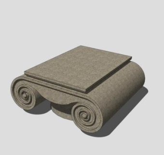 中式古典灰色茶几SU模型下载_sketchup草图大师SKP模型