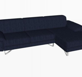 现代深蓝色L型沙发家具SU模型下载_sketchup草图大师SKP模型