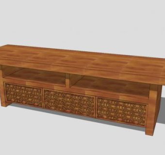 现代中式简易红木茶几SU模型下载_sketchup草图大师SKP模型