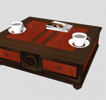 中式古典创意红木茶几SU模型下载_sketchup草图大师SKP模型