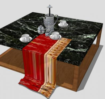 新中式古典茶几SU模型下载_sketchup草图大师SKP模型