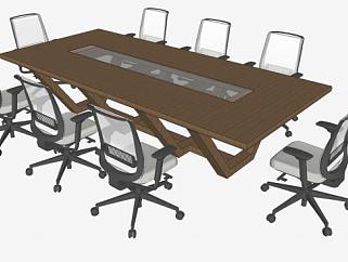 长方形会议<em>桌椅</em>SU模型下载_sketchup草图大师SKP模型
