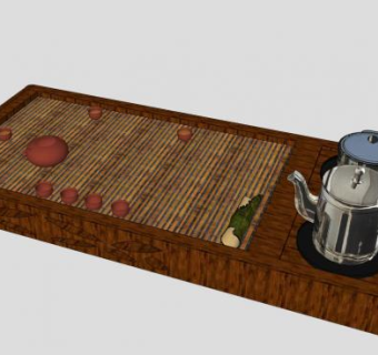 现代中式实木茶具SU模型下载_sketchup草图大师SKP模型