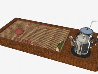 现代中式实木茶具SU模型下载_sketchup草图大师SKP模型