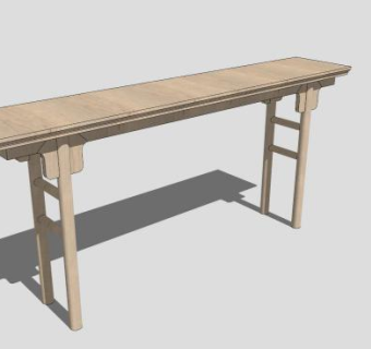 新中式古典风格实木案台SU模型下载_sketchup草图大师SKP模型