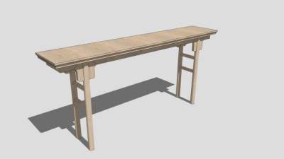 新中式古典风格实木案台SU模型下载_sketchup草图大师SKP模型