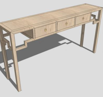 新中式玄关案台SU模型下载_sketchup草图大师SKP模型