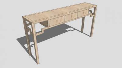 新中式玄关案台SU模型下载_sketchup草图大师SKP模型