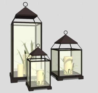 中式古典景观灯SU模型下载_sketchup草图大师SKP模型