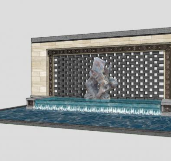 中国风创意景墙SU模型下载_sketchup草图大师SKP模型