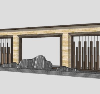 中式风格景墙sketchup模型下载_sketchup草图大师SKP模型