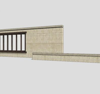 新中式创意景墙SKP模型下载_sketchup草图大师SKP模型