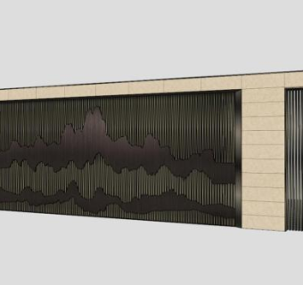 中国风现代风格景墙SU模型下载_sketchup草图大师SKP模型
