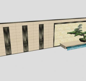 中式仿古古典景墙SU模型下载_sketchup草图大师SKP模型