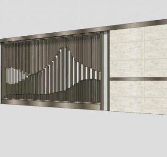 中式简约景墙SU模型下载_sketchup草图大师SKP模型