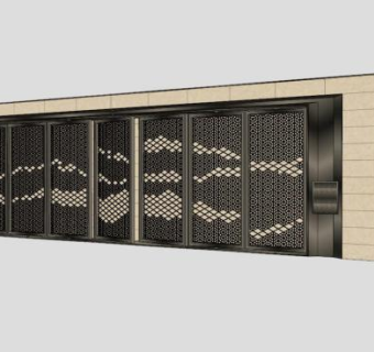 中国风木质景墙SU模型下载_sketchup草图大师SKP模型