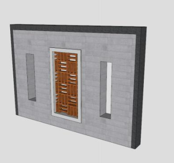 中式仿古简约景墙SU模型下载_sketchup草图大师SKP模型