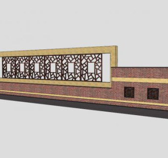 新中式现代景墙SU模型下载_sketchup草图大师SKP模型