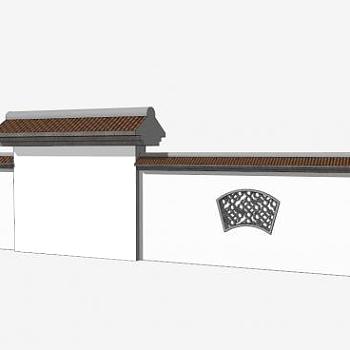 新中式古典景墙SU模型下载_sketchup草图大师SKP模型