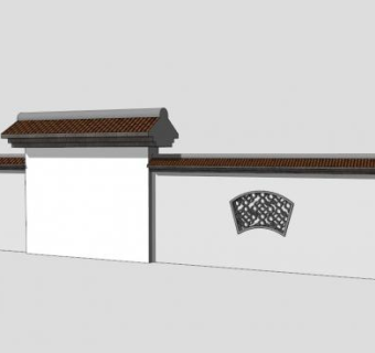 新中式古典景墙SU模型下载_sketchup草图大师SKP模型