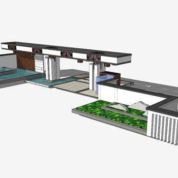 中式现代风格景墙sketchup模型下载_sketchup草图大师SKP模型