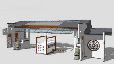 中国风现代风格景墙sketchup模型下载_sketchup草图大师SKP模型
