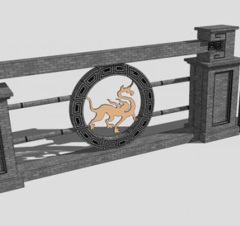 中国风古典创意景墙sketchup模型下载_sketchup草图大师SKP模型