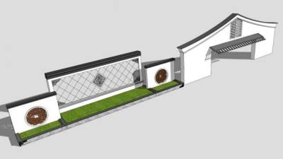 新中式中国风景墙SU模型下载_sketchup草图大师SKP模型